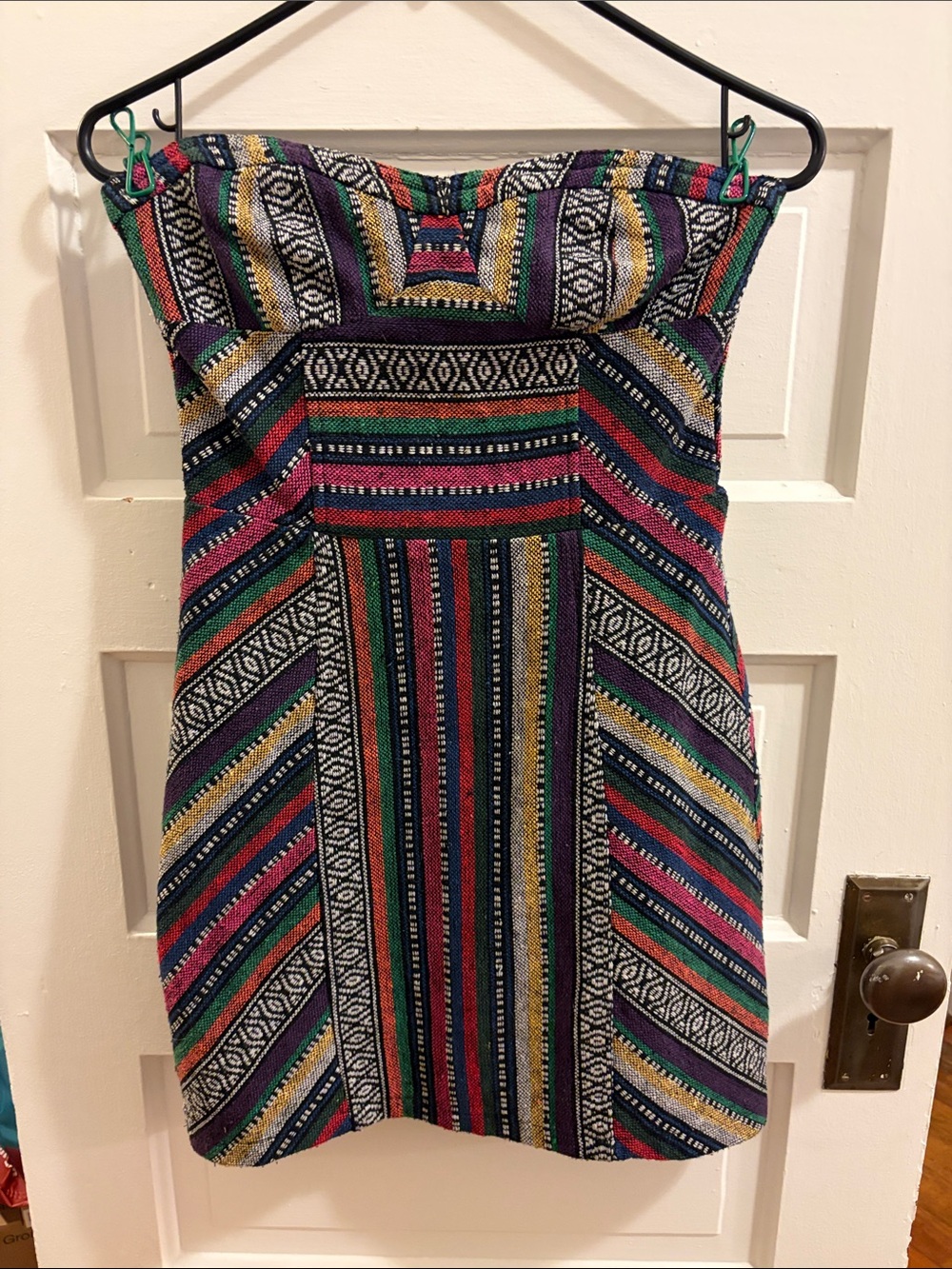 Staring at Stars Strapless Multicolor Aztec Stripe Dress